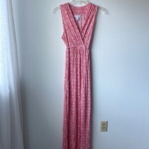 Motherhood Maternity dress casual comfort small coral and cream colored